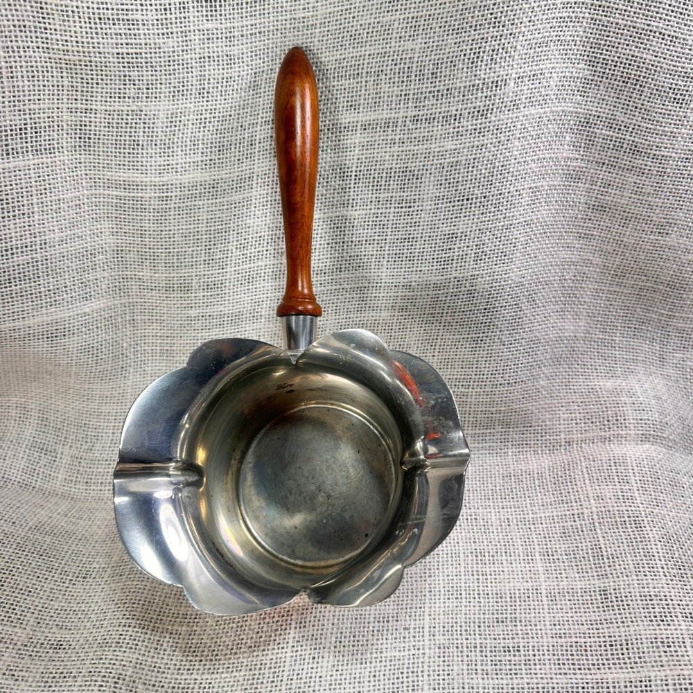 Danish Queen Pewter‎ Butter Warmer Pot Wood Handle Sauce Chocolate Melting USA